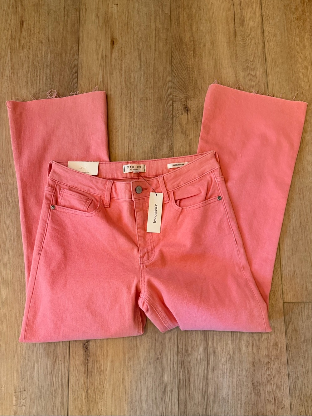 Francesca's Collections Coral Pink Flare Jeans